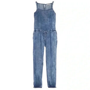 TRACTR acid wash denim jumpsuit